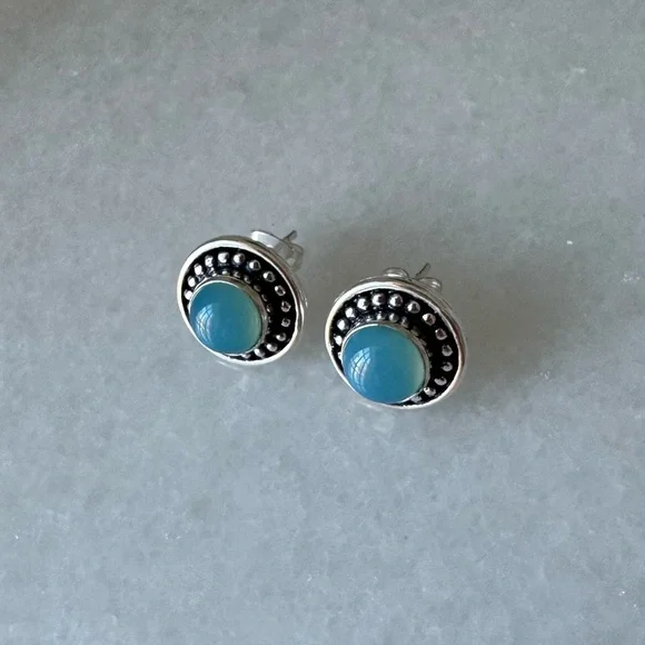 NWOT Sundance Tranquil Cirque Earrings, Blue Chalcedony, Sterling Silver